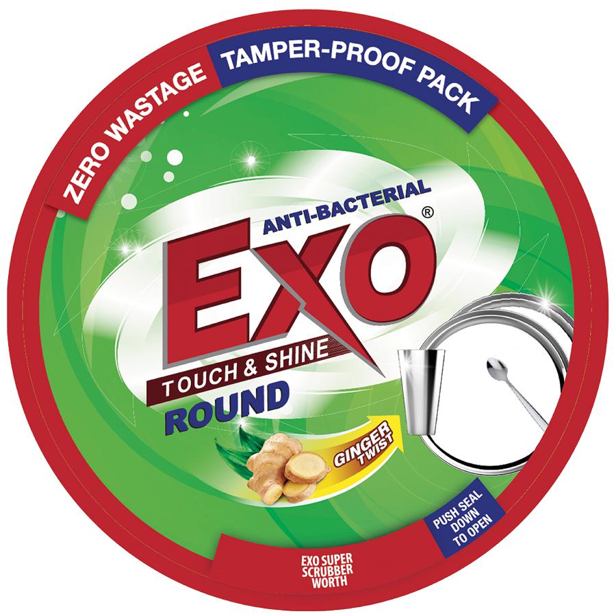 Exo Dish Wash - Round Anti Bacterial Withcyclozan 250 gm + Safal Steel Scrubber 1 pc, Combo 2 Items