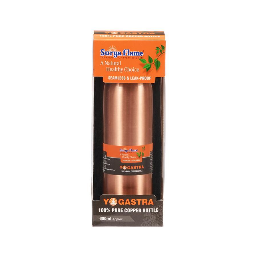 Suryaflame Copper Bottle - Yogastra 100% Pure, 600 ml