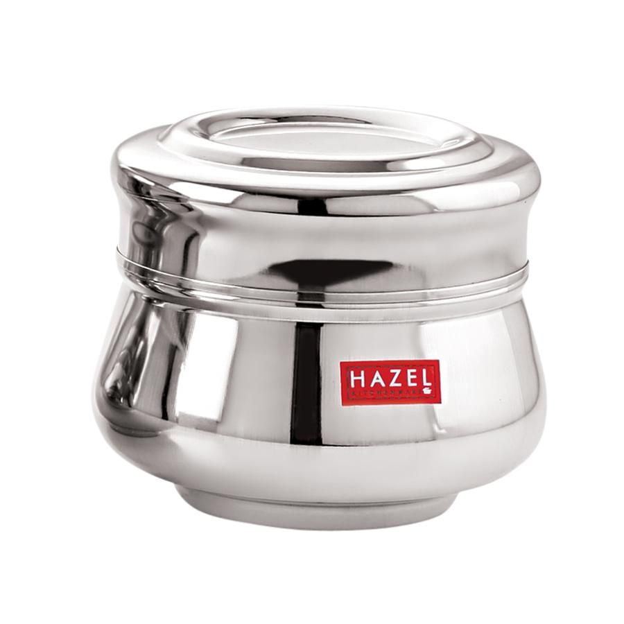 HAZEL Stainless Steel Container With Lid - Matka Shape, 3 pcs