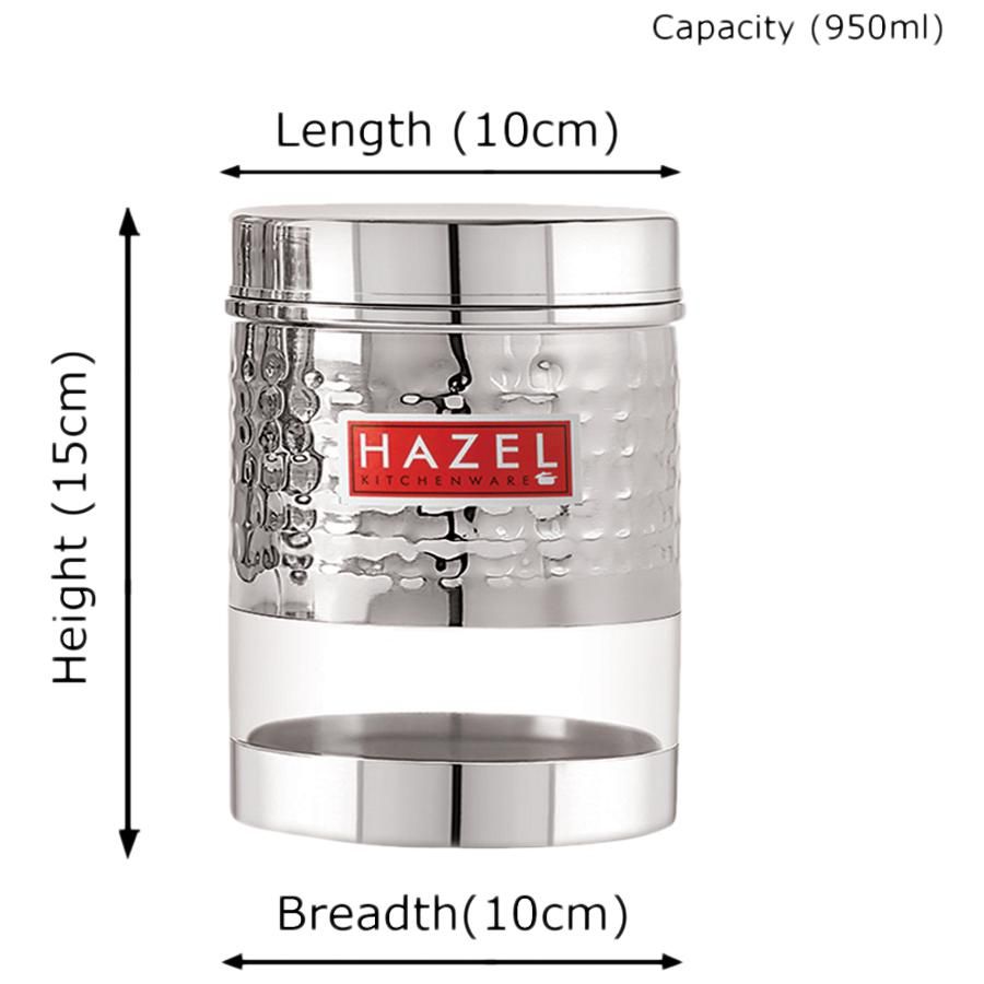 HAZEL Stainless Steel Transparent See Through Container - Silver, (Set of 2)