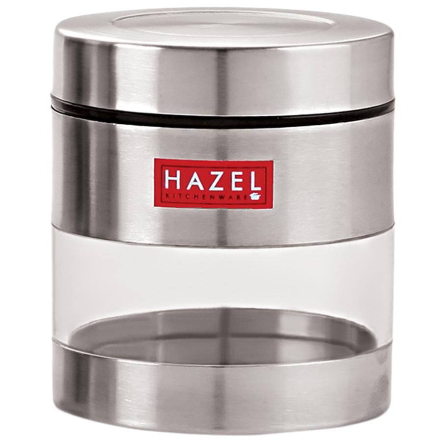 HAZEL Stainless Steel Transparent See Through Container - Silver, (Set of 2)