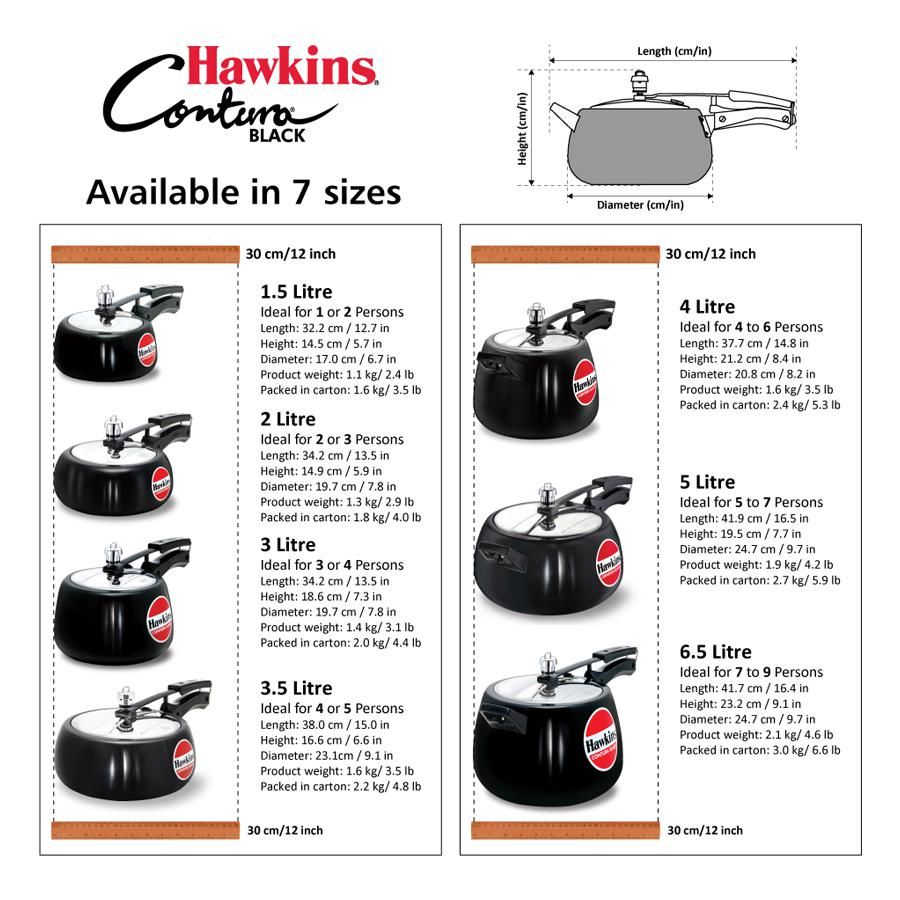 Hawkins Contura CB30 Pressure Cooker - Hard Anodised, Black,