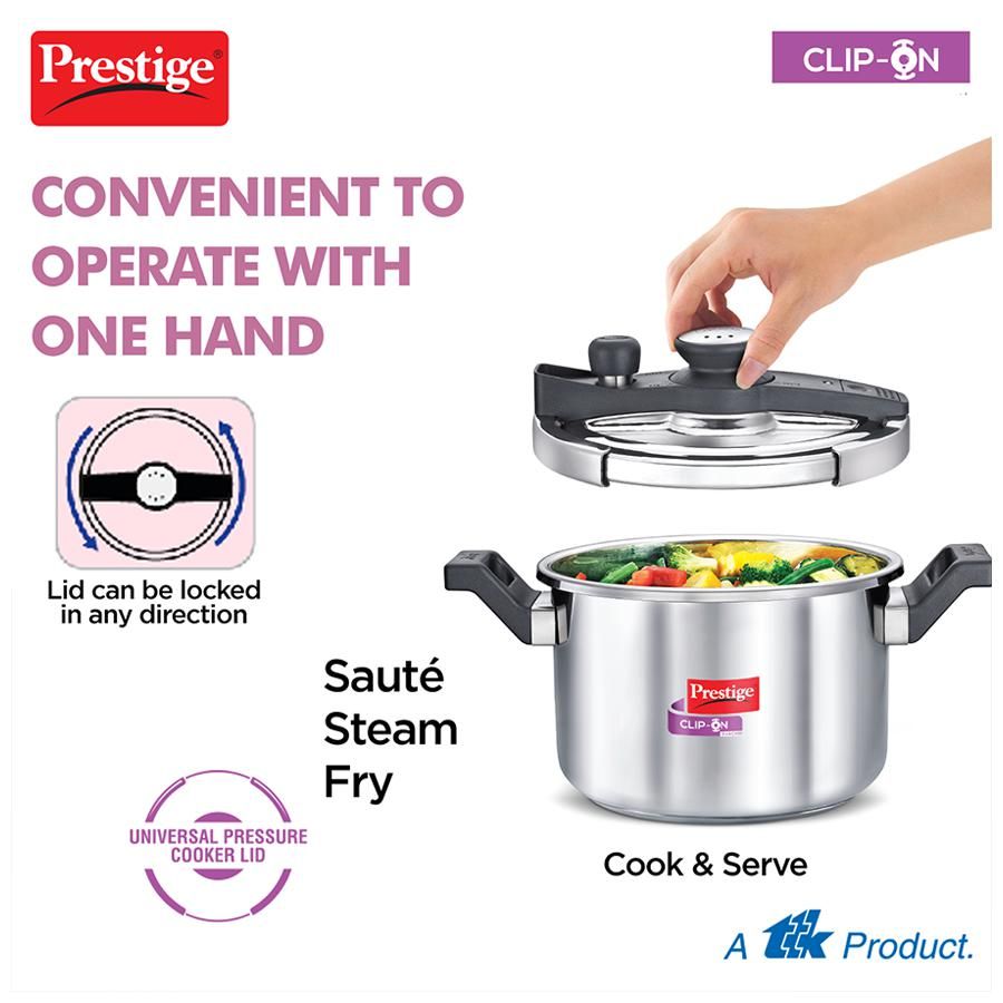 Prestige Svachh Stainless Steel Clip On Pressure Cooker (20230),