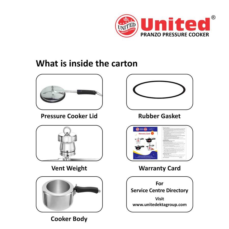 United Aluminium Pressure Cooker - Pranzo, Induction Base, Hard Anodised, Black, 3 L