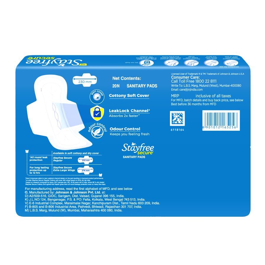 STAYFREE Secure Cottony Soft - Sanitary Pads for Women With Wings