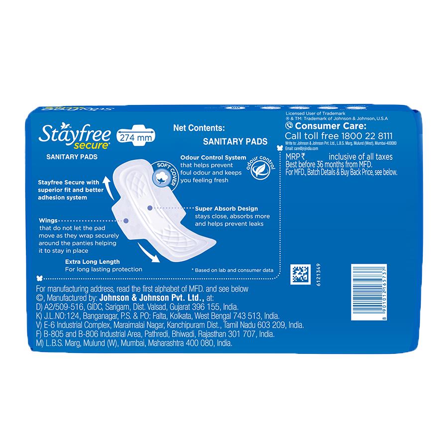 STAYFREE Secure Cottony XL - Sanitary Pads For Women,