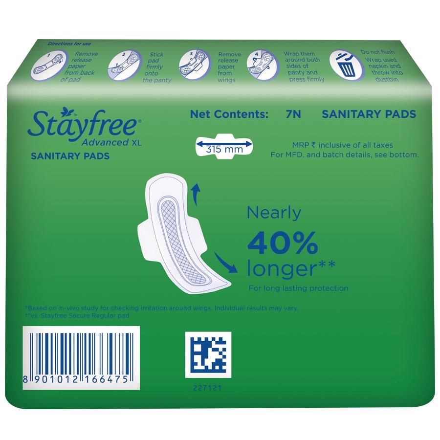 STAYFREE Sanitary Pads - Advanced Xl Soft Ultra-Thin, with Wings