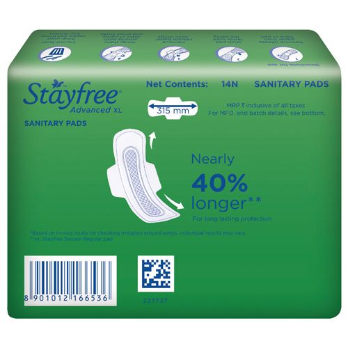 STAYFREE Soft Ultra-Thin Sanitary Pads With Wings - Advanced XL