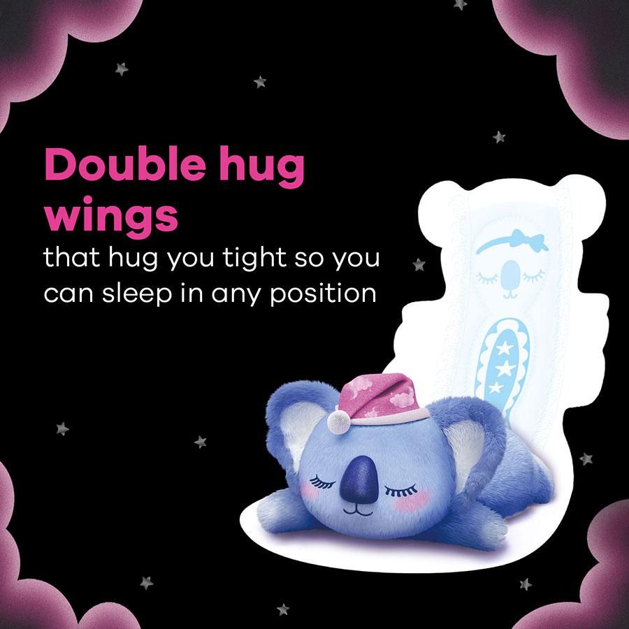 Whisper Bindazzz Nights Koala Soft Sanitary Pads - XXXL Plus, Double Huge Wings, Wider Back,