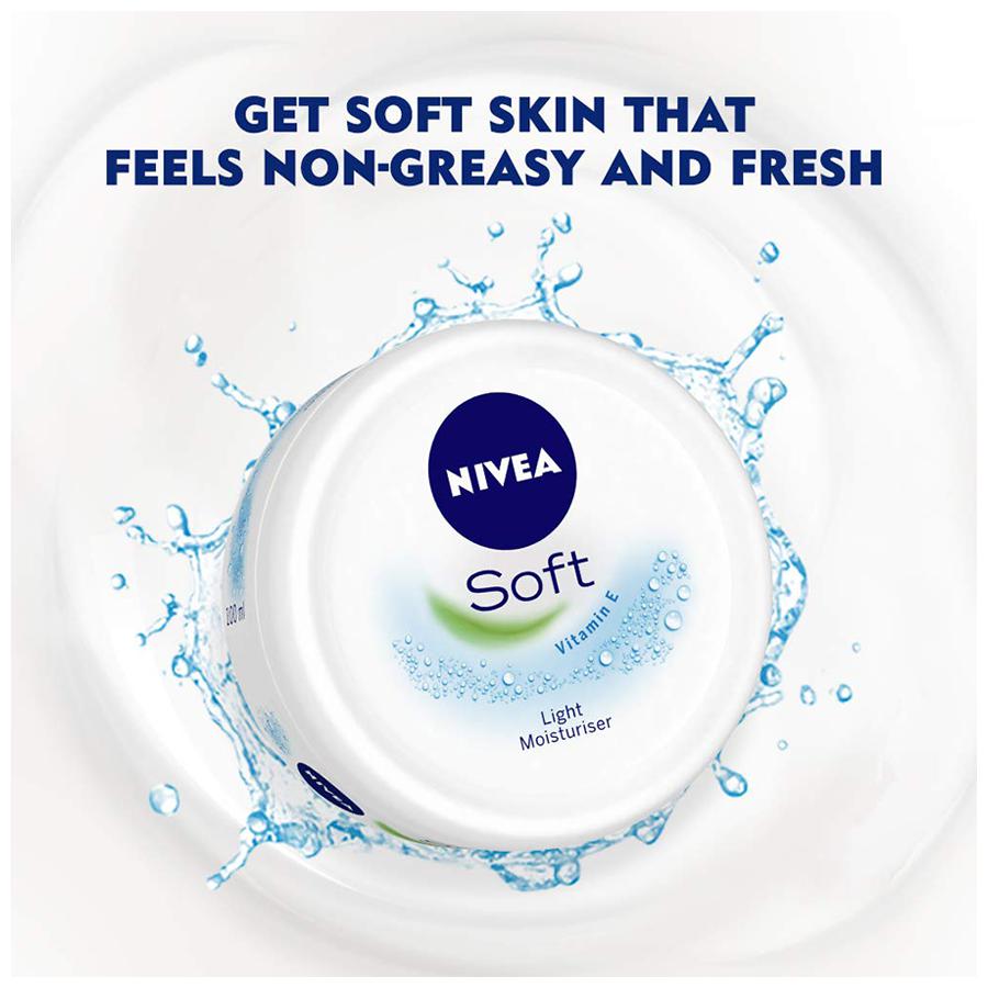 Nivea Soft Light Moisturiser For Face, Hand & Body - Non-Sticky Cream With Vitamin E & Jojoba Oil