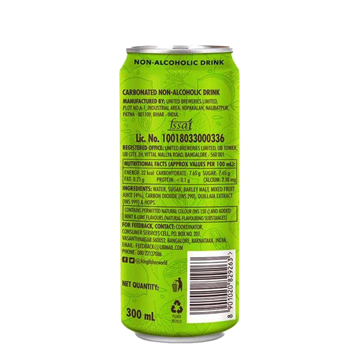 Kingfisher Radler Mint Lime Non Alcoholic Malt Drink Can