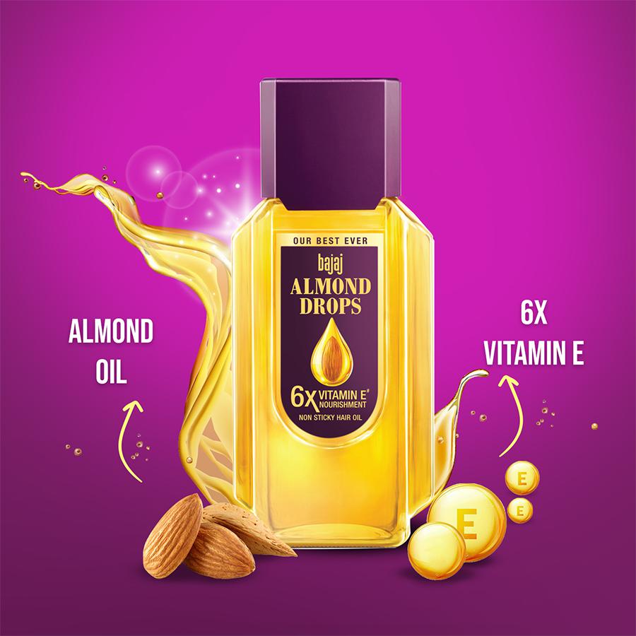 Bajaj Almond Drops Hair Oil - 6X Vitamin E, Reduces Hair Fall