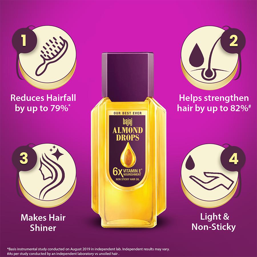 Bajaj Almond Drops Hair Oil - 6X Vitamin E, Reduces Hair Fall