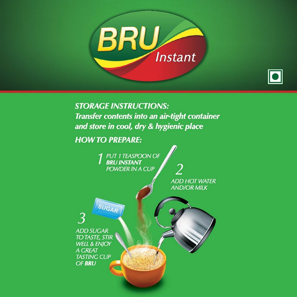 BRU Instant Coffee Powder, Made for Blend of Arabica and Robusta Beans, with Fresh Roasted Coffee Aroma