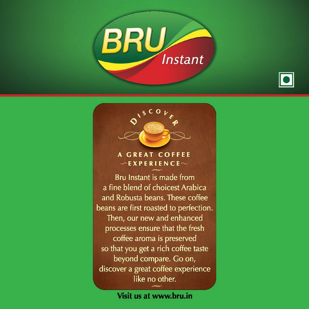 BRU Instant Coffee Powder, Made for Blend of Arabica and Robusta Beans, with Fresh Roasted Coffee Aroma