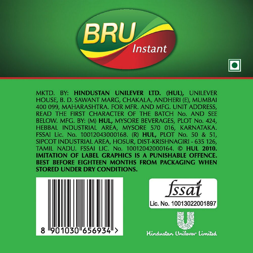 BRU Instant Coffee Powder, Made for Blend of Arabica and Robusta Beans, with Fresh Roasted Coffee Aroma