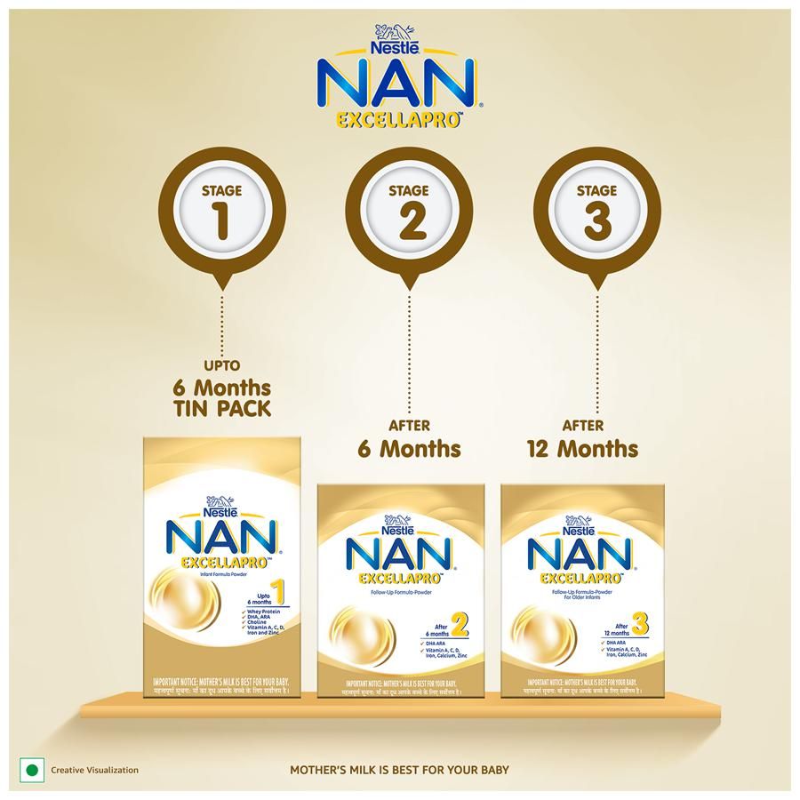 Nestle Nan Excellapro Stage 1 Infant Formula - Up to 6 months, 400 g Tin Pack