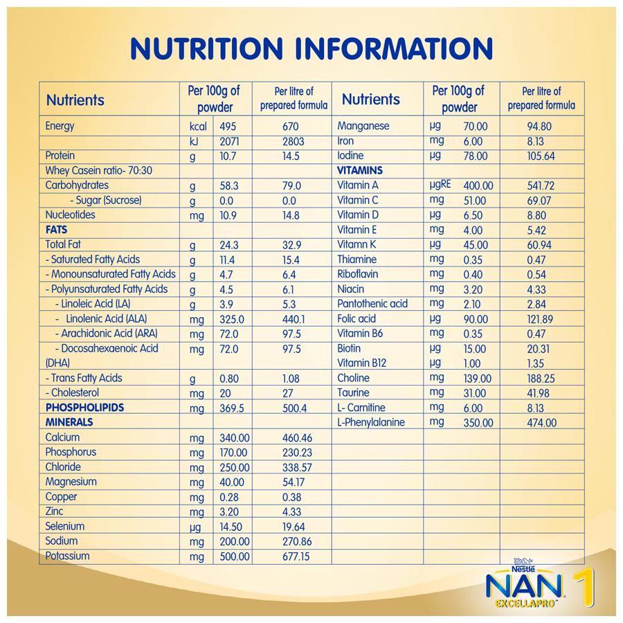 Nestle Nan Excellapro Stage 1 Infant Formula - Up to 6 months, 400 g Tin Pack