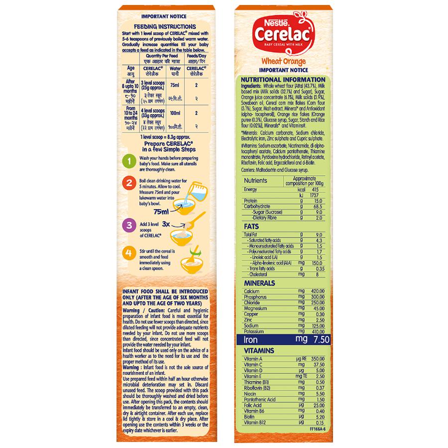 Nestle Cerelac Baby Cereal with Milk -Wheat-Rice Mixed Fruit, From 10-12 Months, Rich in Iron