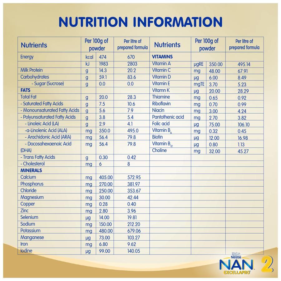 Nestle Nan Excellapro Follow-Up Formula Powder - Stage 2, After 6 Months, Contains Vitamins