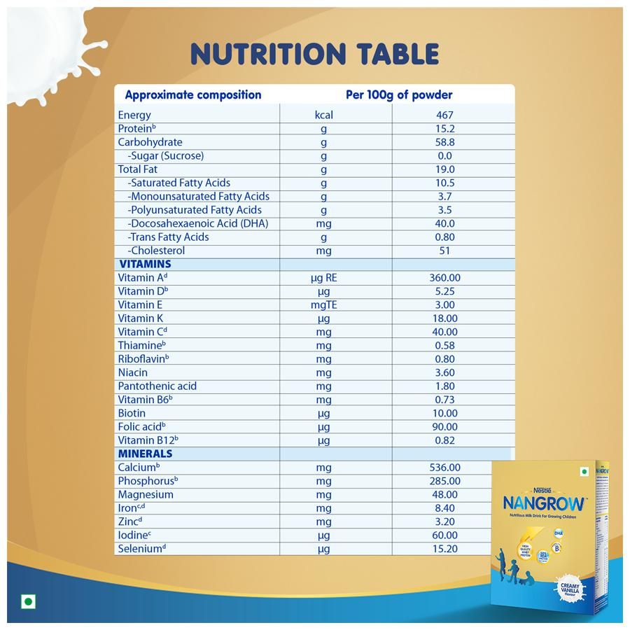 Nestle Nangrow Nutritious Milk Drink For Children - With DHA, Creamy Vanilla, For 2 - 5 Years