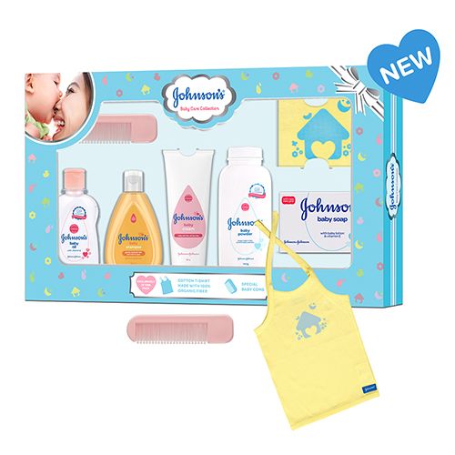 Johnson's baby Baby Care Collection Baby Gift Set - with Organic Cotton Baby T-Shirt, 7 pcs