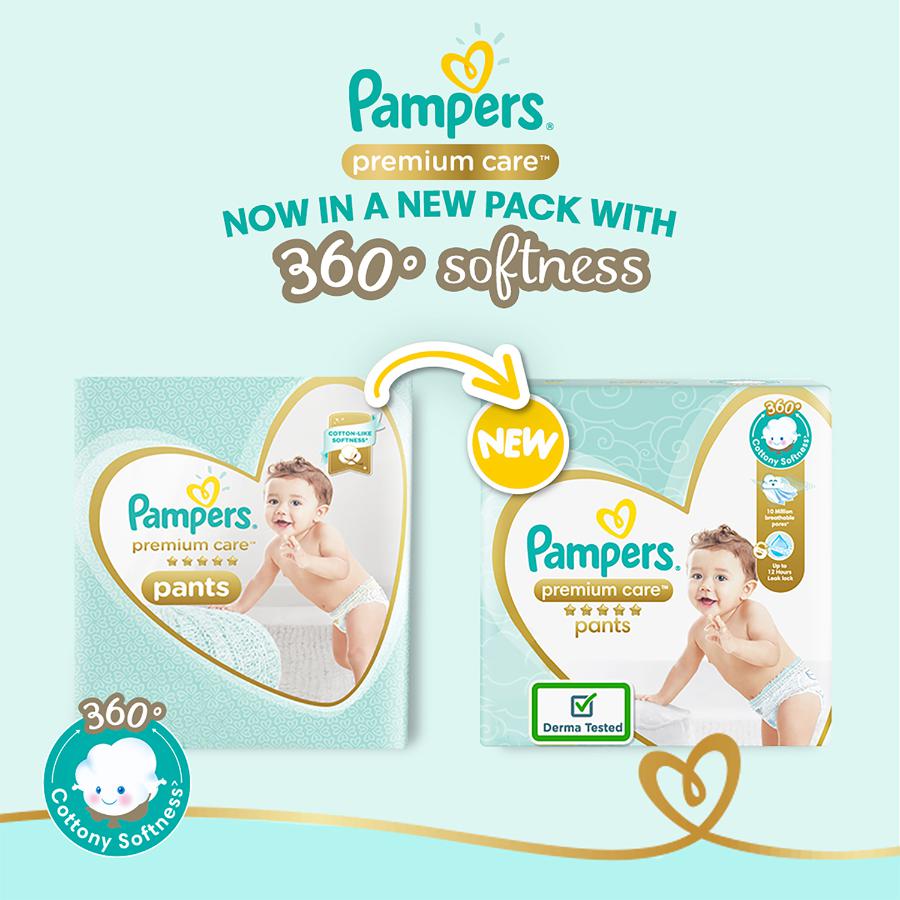 Pampers Premium Care Diaper Pants - With Cottony Softness, For Ultimate Comfort, L, 44 pcs