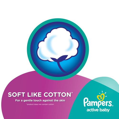 ampers Active Baby Tape Style Diapers - Cotton-Like Softness, Protects From Rashes, L, 78 pcs Pouch