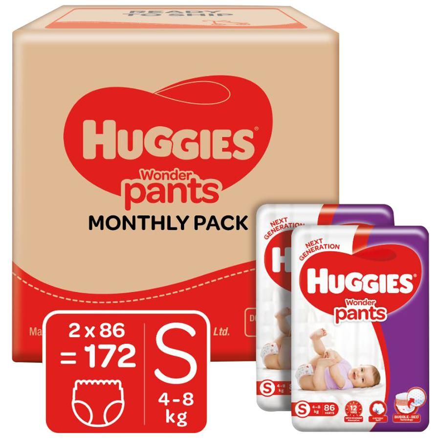 Huggies Wonder Pants Small Size Diapers Monthly Pack, 172 pcs