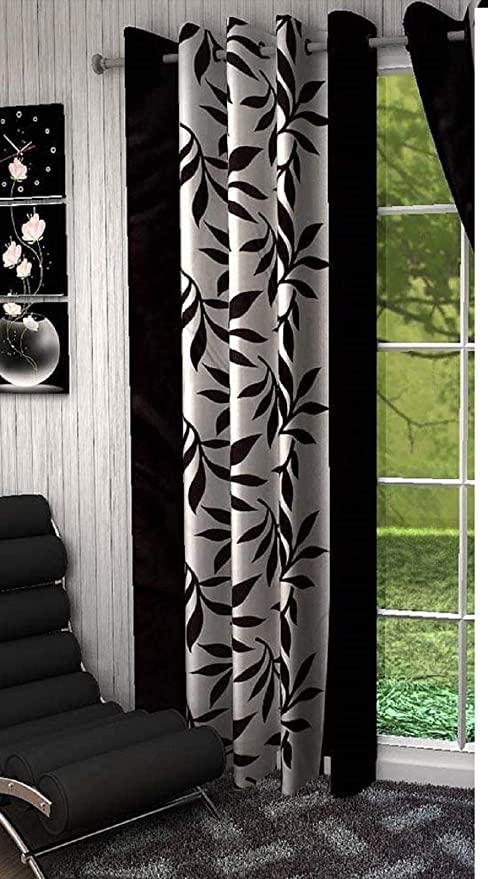 Srk Trendz Polyresin Floral Curtain, 5 Feet, Black, Pack Of 1, Grommets(Eyelet)