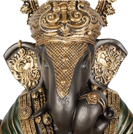 Dynast Polyresin Embellished Ganesha Hand Finished Figurine 33Cm in Bronze Colour