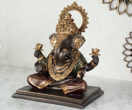 Dynast Polyresin Embellished Ganesha Hand Finished Figurine 33Cm in Bronze Colour