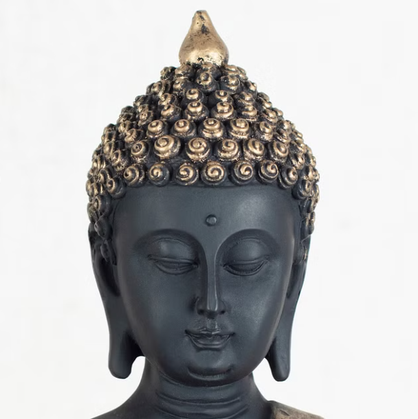 Zen Polyresin Buddha Hand Finished Figurine Cum Tealight Holder 26Cm in Black Colour