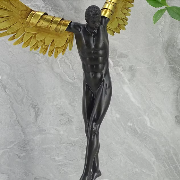 Willow Polyresin Angel With Wings 50Cm in Black & White Color