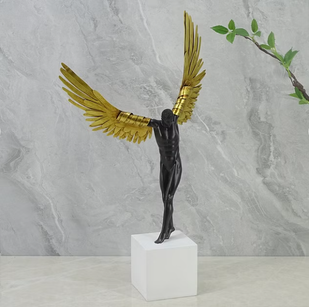 Willow Polyresin Angel With Wings 50Cm in Black & White Color