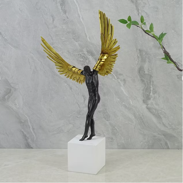 Willow Polyresin Angel With Wings 50Cm in Black & White Color