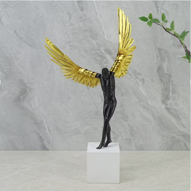 Willow Polyresin Angel With Wings 50Cm in Black & White Color