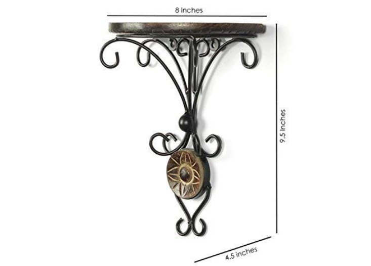 The WooDIN Wall Bracket/Pair of Wall Decor/Bracket for Living Room/Beautiful Wood and Wrought Iron Fancy Wall Bracket