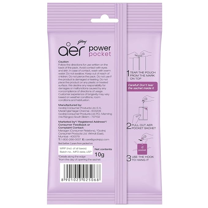 Godrej aer Power Pocket Bathroom Freshener – Assorted Pack of 5 (50g)